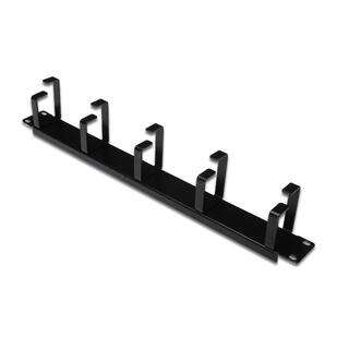 Lande 19&quot; Cable guide w/rings Black 1U w/5 horizontal mgmt. rings of metal